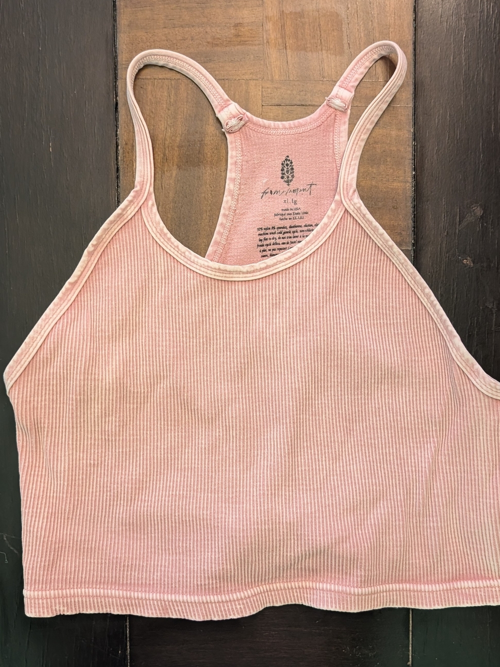 Free People Blush Ribbed Racerback Crop Tank Size Large